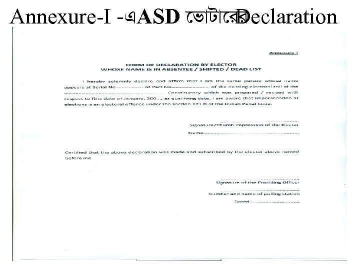 Annexure-I -HASD i¡V¡ ll Declaration 11 