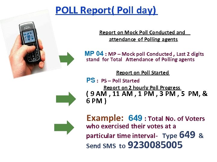 POLL Report( Poll day) Report on Mock Poll Conducted and attendance of Polling agents