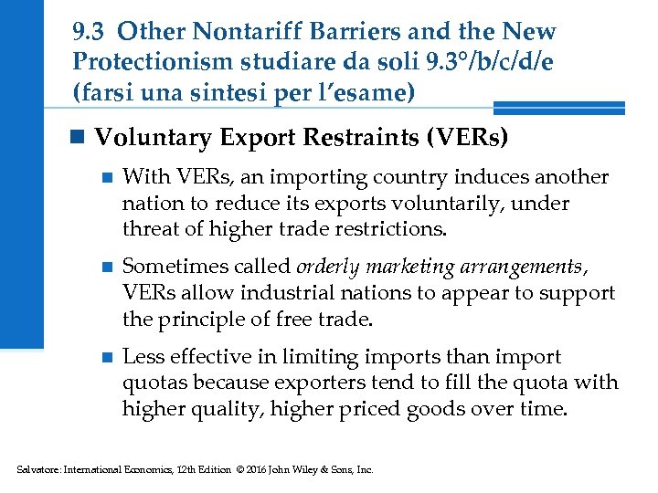 9. 3 Other Nontariff Barriers and the New Protectionism studiare da soli 9. 3°/b/c/d/e