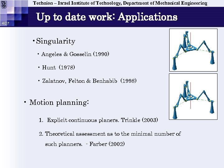 Technion – Israel Institute of Technology, Department of Mechanical Engineering 4/27 Up to date