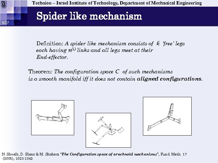 Technion – Israel Institute of Technology, Department of Mechanical Engineering 5/27 Spider like mechanism