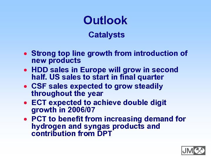 Outlook Catalysts · Strong top line growth from introduction of new products · HDD