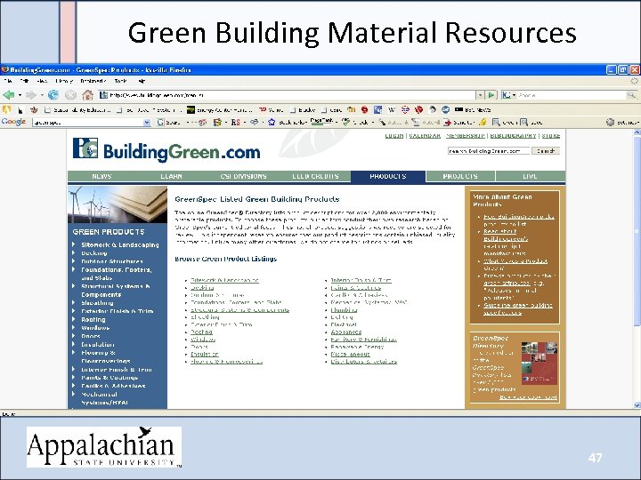 Green Building Material Resources 47 