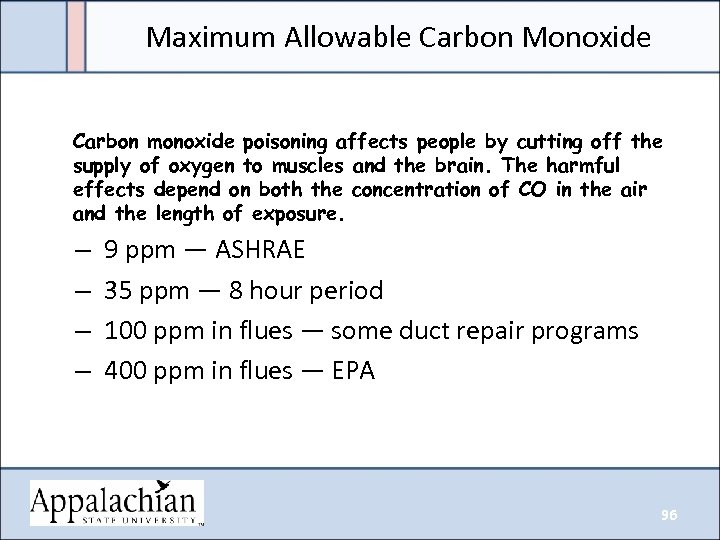 Maximum Allowable Carbon Monoxide Carbon monoxide poisoning affects people by cutting off the supply