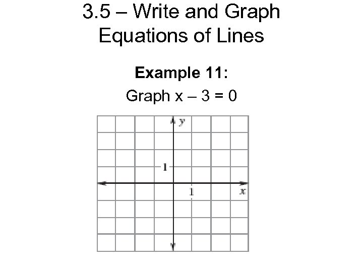 3. 5 – Write and Graph Equations of Lines Example 11: Graph x –