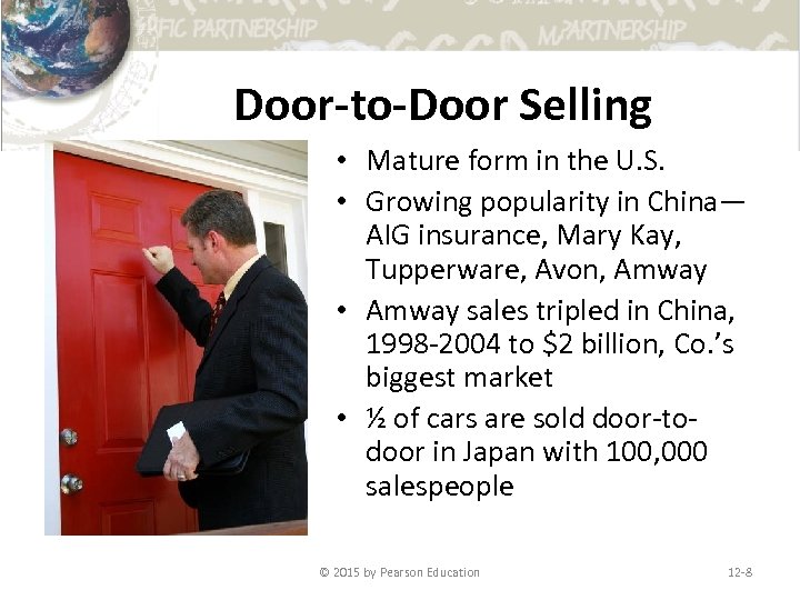 Door-to-Door Selling • Mature form in the U. S. • Growing popularity in China—
