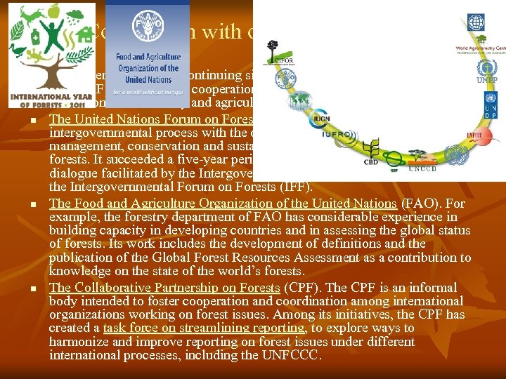 Cooperation with other organizations n n The emergence of and continuing significance of issues