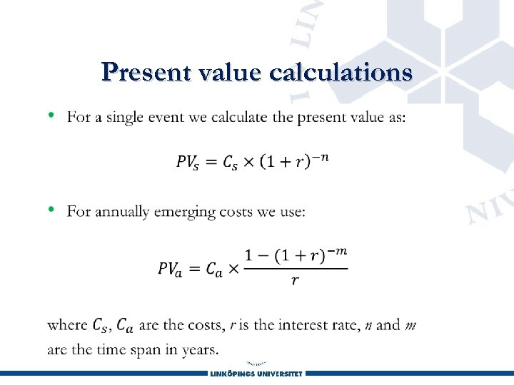 Present value calculations • 