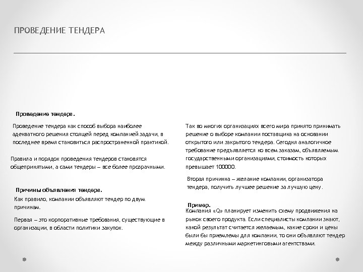 ПРОВЕДЕНИЕ ТЕНДЕРА Проведение тендера как способ выбора наиболее адекватного решения стоящей перед компанией задачи,