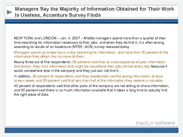 Managers Say the Majority of Information Obtained for Their Work Is Useless, Accenture Survey