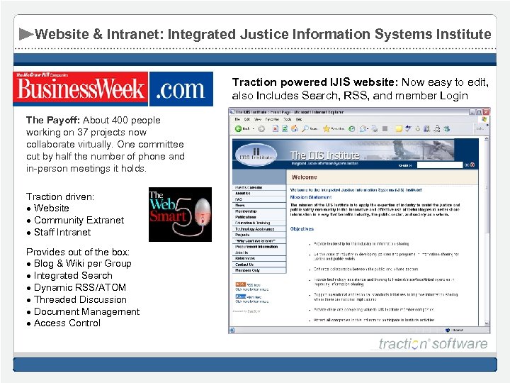 Website & Intranet: Integrated Justice Information Systems Institute Traction powered IJIS website: Now easy