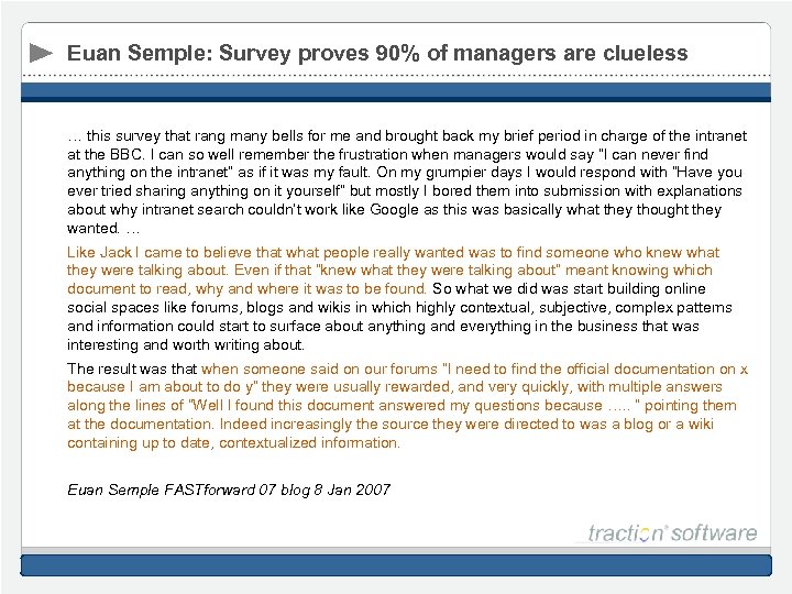 Euan Semple: Survey proves 90% of managers are clueless … this survey that rang