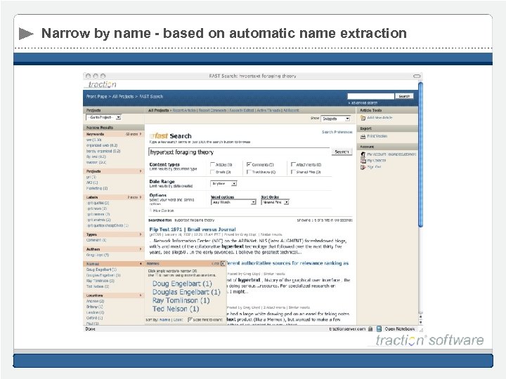 Narrow by name - based on automatic name extraction 