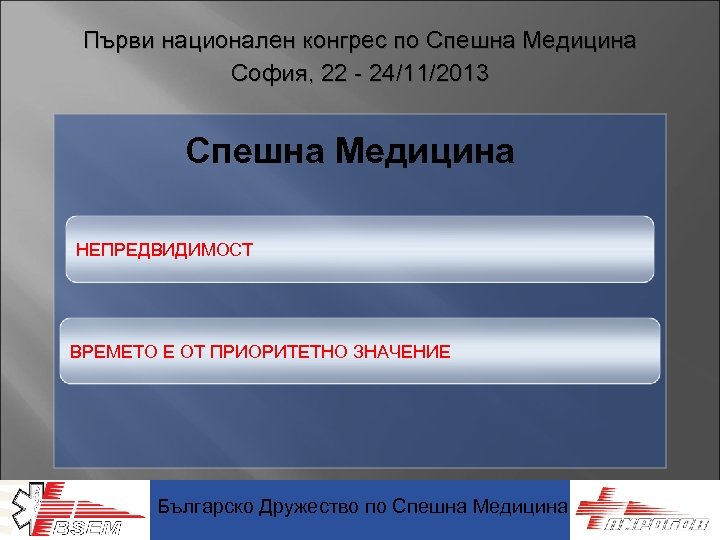 Първи национален конгрес по Спешна Медицина София, 22 - 24/11/2013 Спешна Медицина НЕПРЕДВИДИМОСТ ВРЕМЕТО