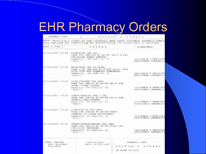 EHR Pharmacy Orders 