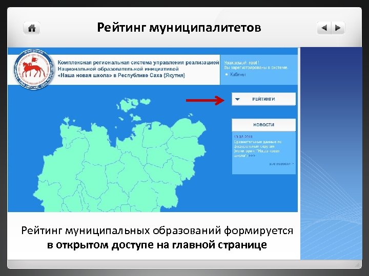 Рейтинг муниципалитетов Рейтинг муниципальных образований формируется в открытом доступе на главной странице 