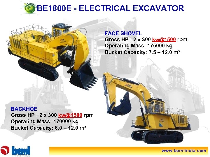 BE 1800 E - ELECTRICAL EXCAVATOR FACE SHOVEL Gross HP : 2 x 300