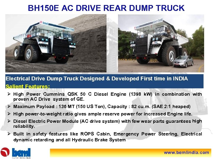 BH 150 E AC DRIVE REAR DUMP TRUCK Electrical Drive Dump Truck Designed &