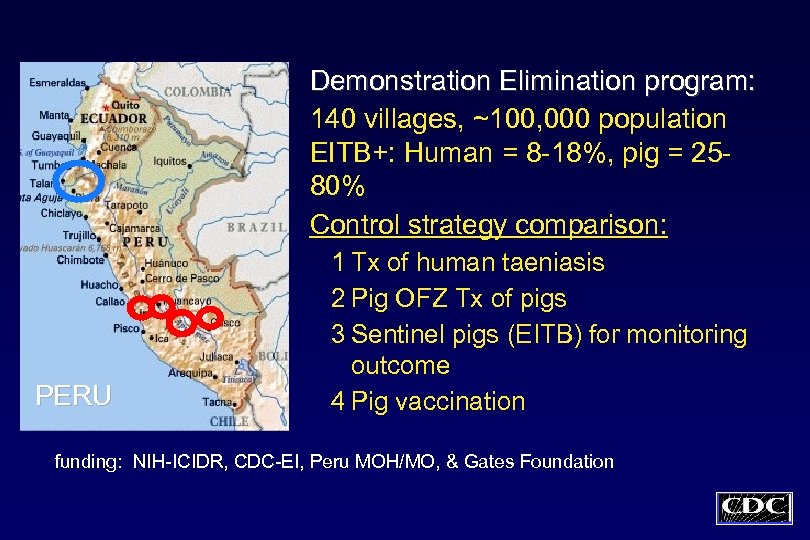 Demonstration Elimination program: 140 villages, ~100, 000 population EITB+: Human = 8 -18%, pig