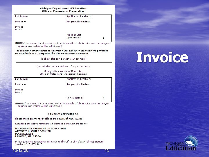 Invoice 12/12/08 15 