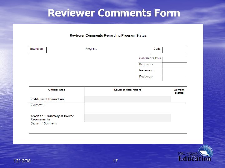 Reviewer Comments Form 12/12/08 17 