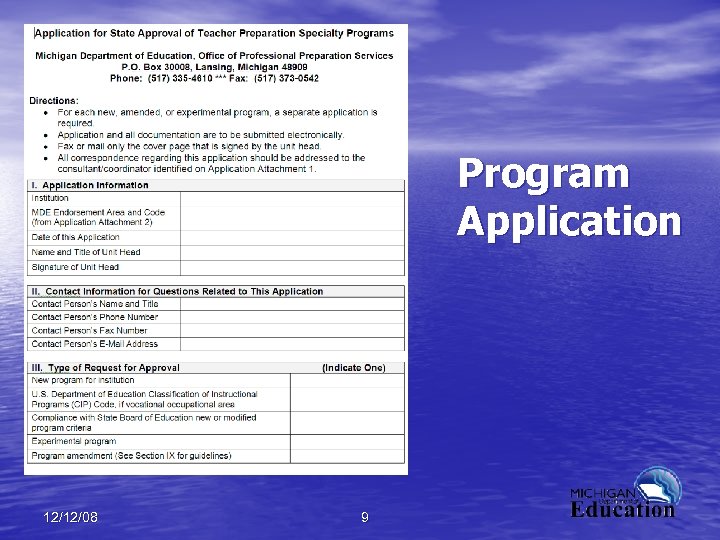 Program Application 12/12/08 9 