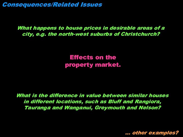 Consequences/Related Issues What happens to house prices in desirable areas of a city, e.
