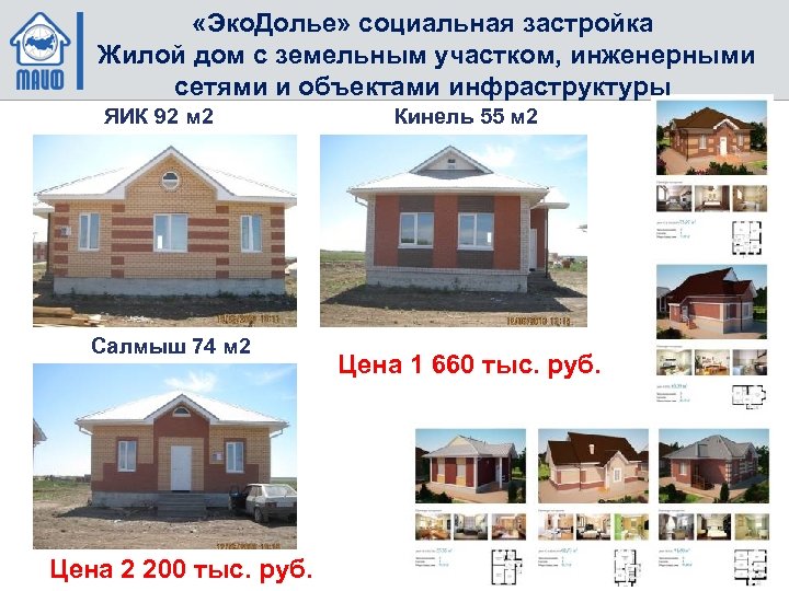  «Эко. Долье» социальная застройка Жилой дом с земельным участком, инженерными сетями и объектами