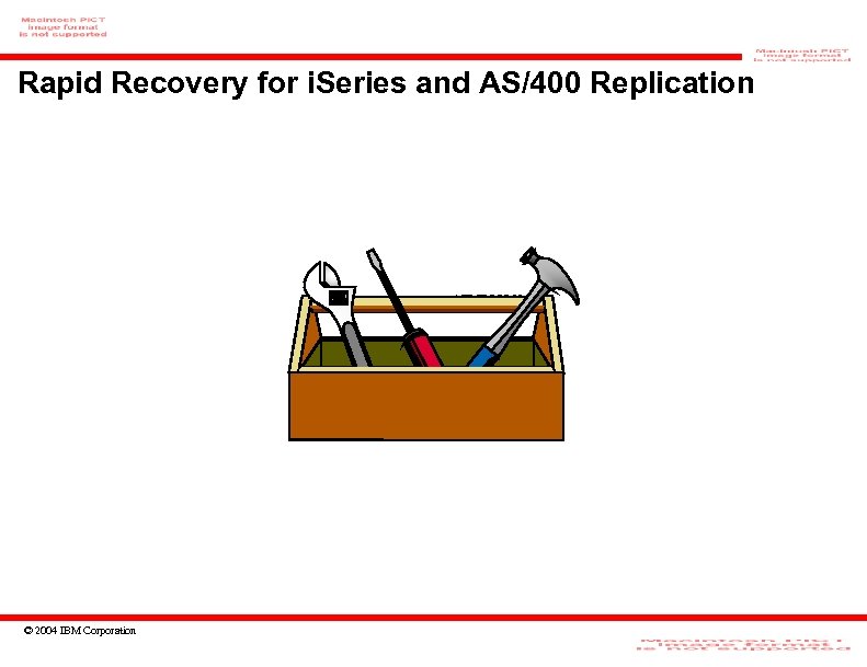 Rapid Recovery for i. Series and AS/400 Replication © 2004 IBM Corporation 