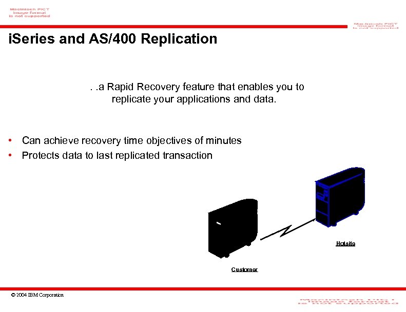 i. Series and AS/400 Replication. . . a Rapid Recovery feature that enables you