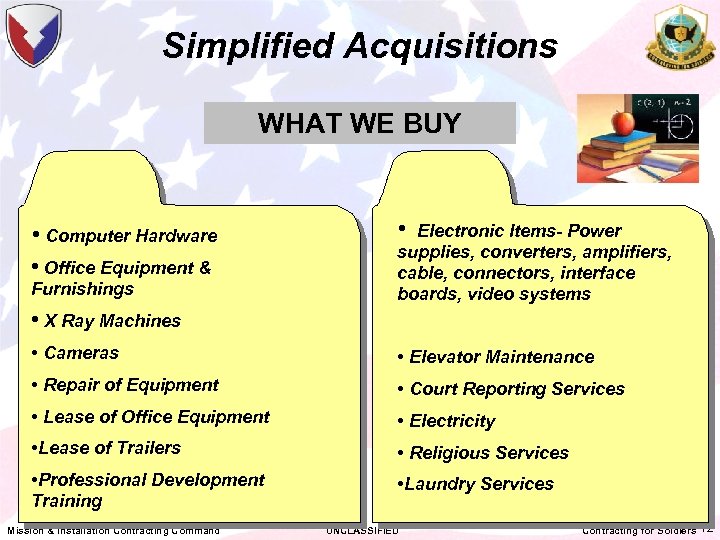 Simplified Acquisitions WHAT WE BUY • Computer Hardware • Office Equipment & Furnishings •