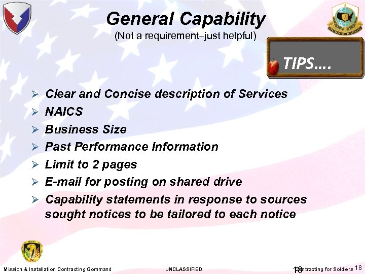 General Capability (Not a requirement–just helpful) TIPS…. Ø Clear and Concise description of Services