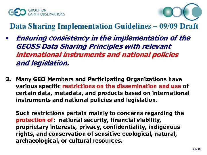 Data Sharing Implementation Guidelines – 09/09 Draft • Ensuring consistency in the implementation of