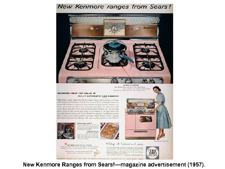 New Kenmore Ranges from Sears!—magazine advertisement (1957). 