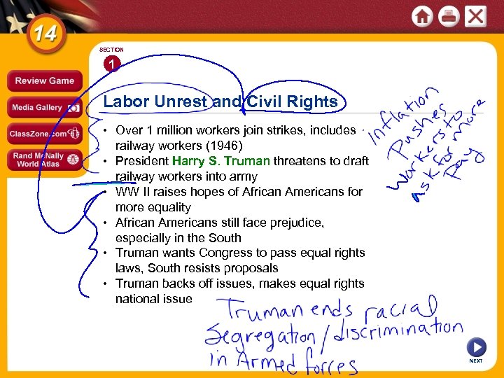 SECTION 1 Labor Unrest and Civil Rights • Over 1 million workers join strikes,