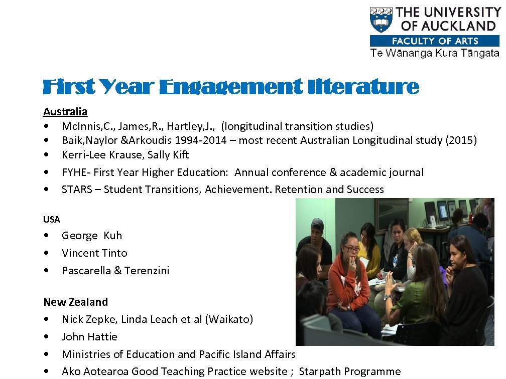 First Year Engagement literature Australia • Mc. Innis, C. , James, R. , Hartley,