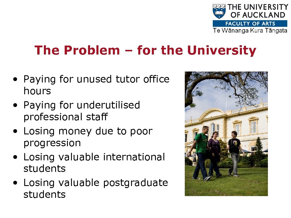 The Problem – for the University • Paying for unused tutor office hours •