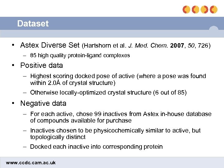 Dataset • Astex Diverse Set (Hartshorn et al. J. Med. Chem. 2007, 50, 726)