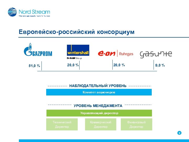 Европейско-российский консорциум 51, 0 % 20, 0 % 9, 0 % НАБЛЮДАТЕЛЬНЫЙ УРОВЕНЬ Комитет