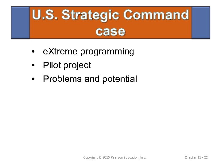 U. S. Strategic Command case • e. Xtreme programming • Pilot project • Problems
