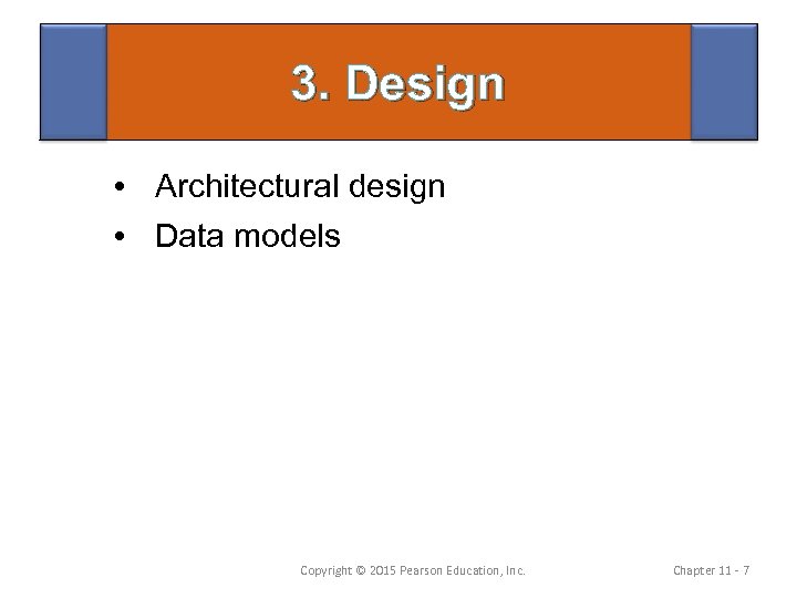 3. Design • Architectural design • Data models Copyright © 2015 Pearson Education, Inc.