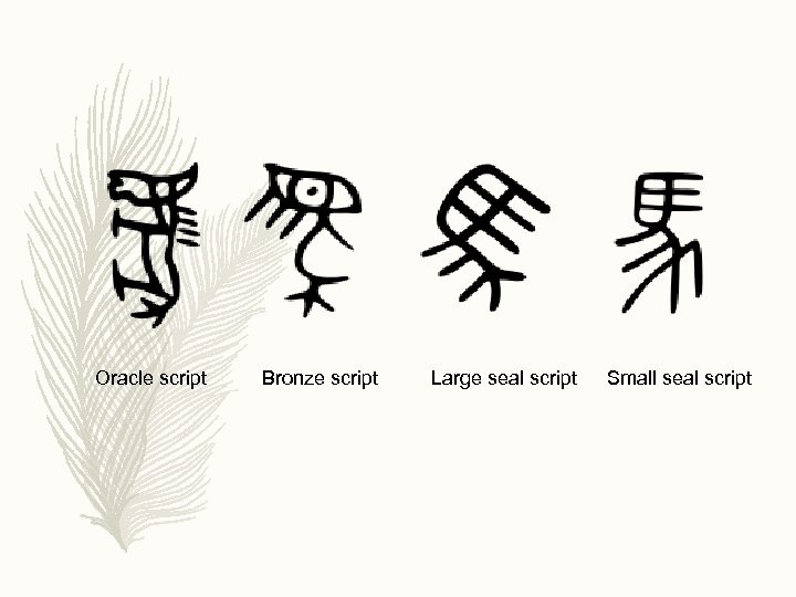 Oracle script Bronze script Large seal script Small seal script 