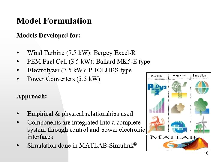 Model Formulation Models Developed for: • • Wind Turbine (7. 5 k. W): Bergey