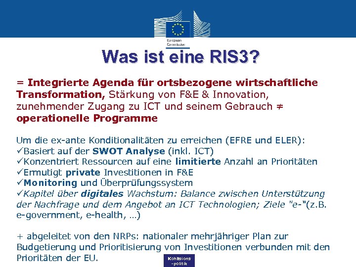Was ist eine RIS 3? = Integrierte Agenda für ortsbezogene wirtschaftliche Transformation, Stärkung von