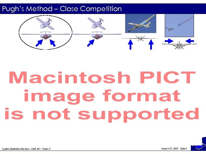 Pugh’s Method – Close Competition System Definition Review - AAE 451 - Team 5