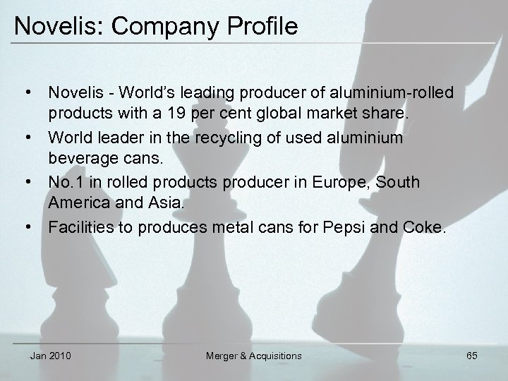 Novelis: Company Profile • Novelis - World’s leading producer of aluminium-rolled products with a