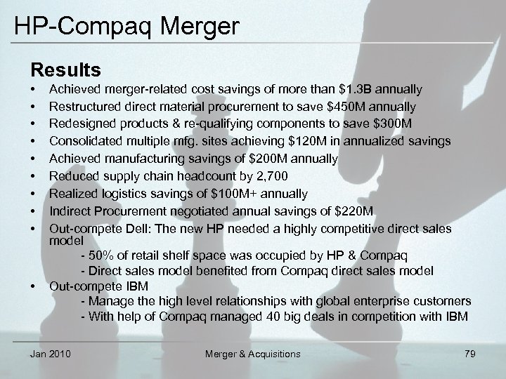 HP-Compaq Merger Results • • • Achieved merger-related cost savings of more than $1.