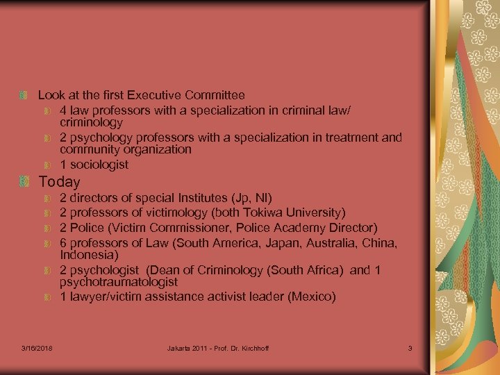 Look at the first Executive Committee 4 law professors with a specialization in criminal