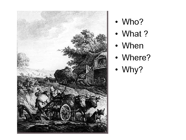  • • • Who? What ? When Where? Why? 