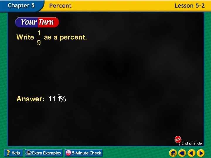 Write as a percent. Answer: 